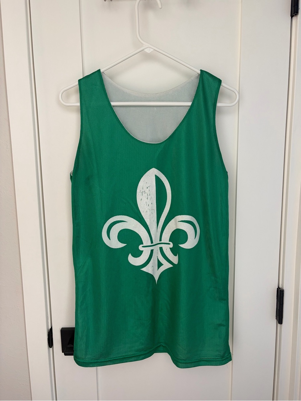 KKG Green Mesh Tank with White Fleur-de-Lis Graphic